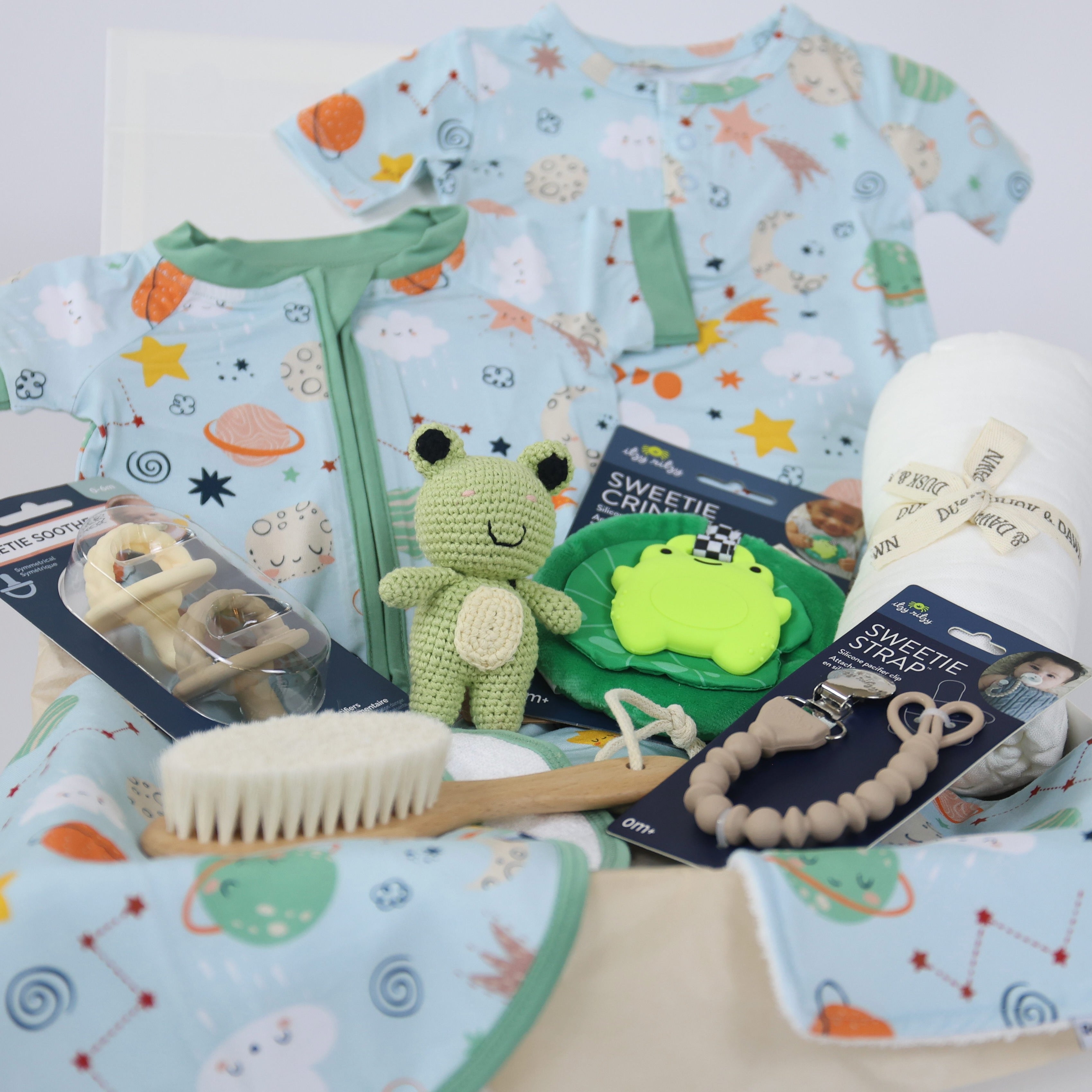 Baby Gift Set For Boys - Play All Day Cosmic with bamboo babywear and essentials