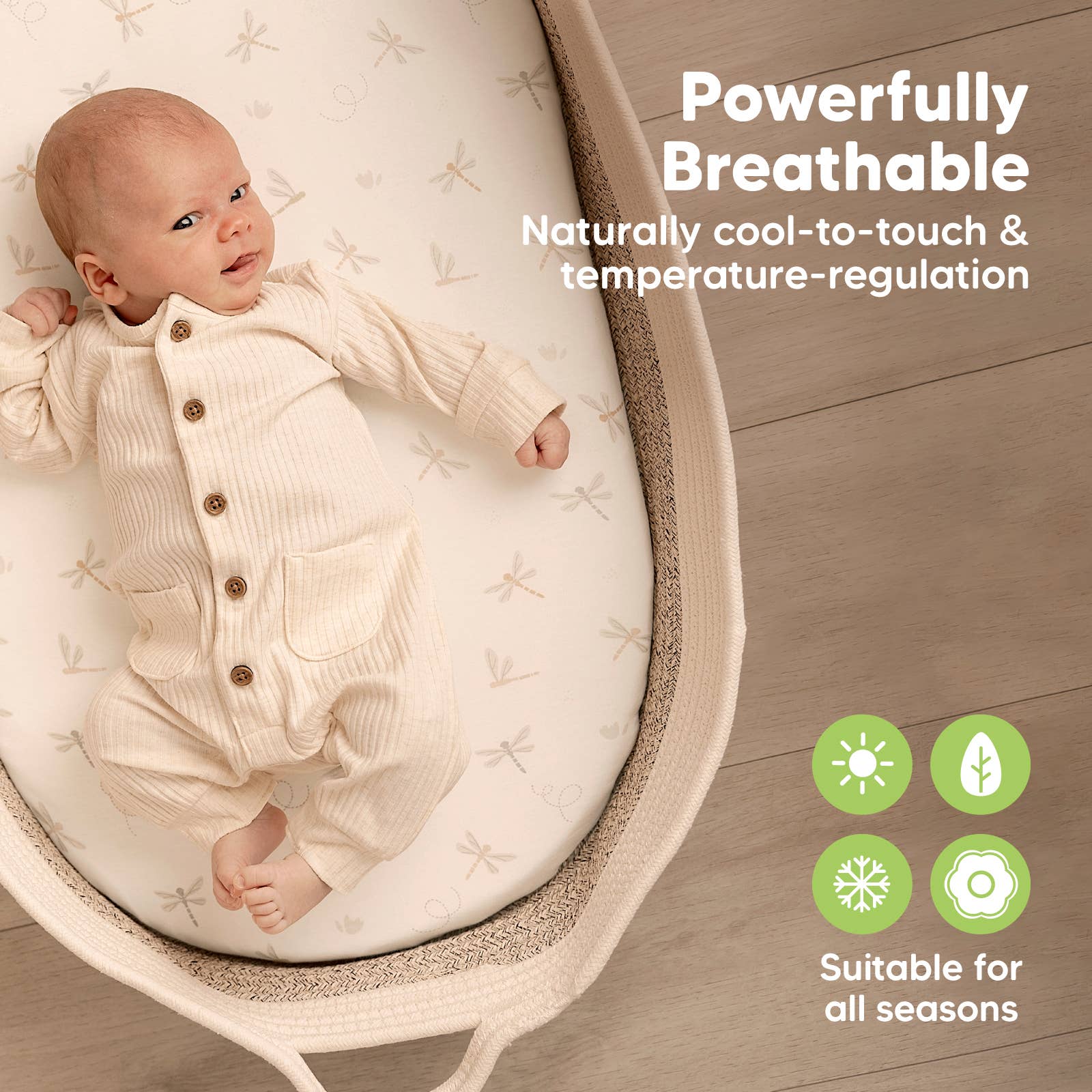 KeaBabies - Isla Bassinet Mattress Sheets Fitted for Baby Girls, Boys - Meadow-Giggles N Gear