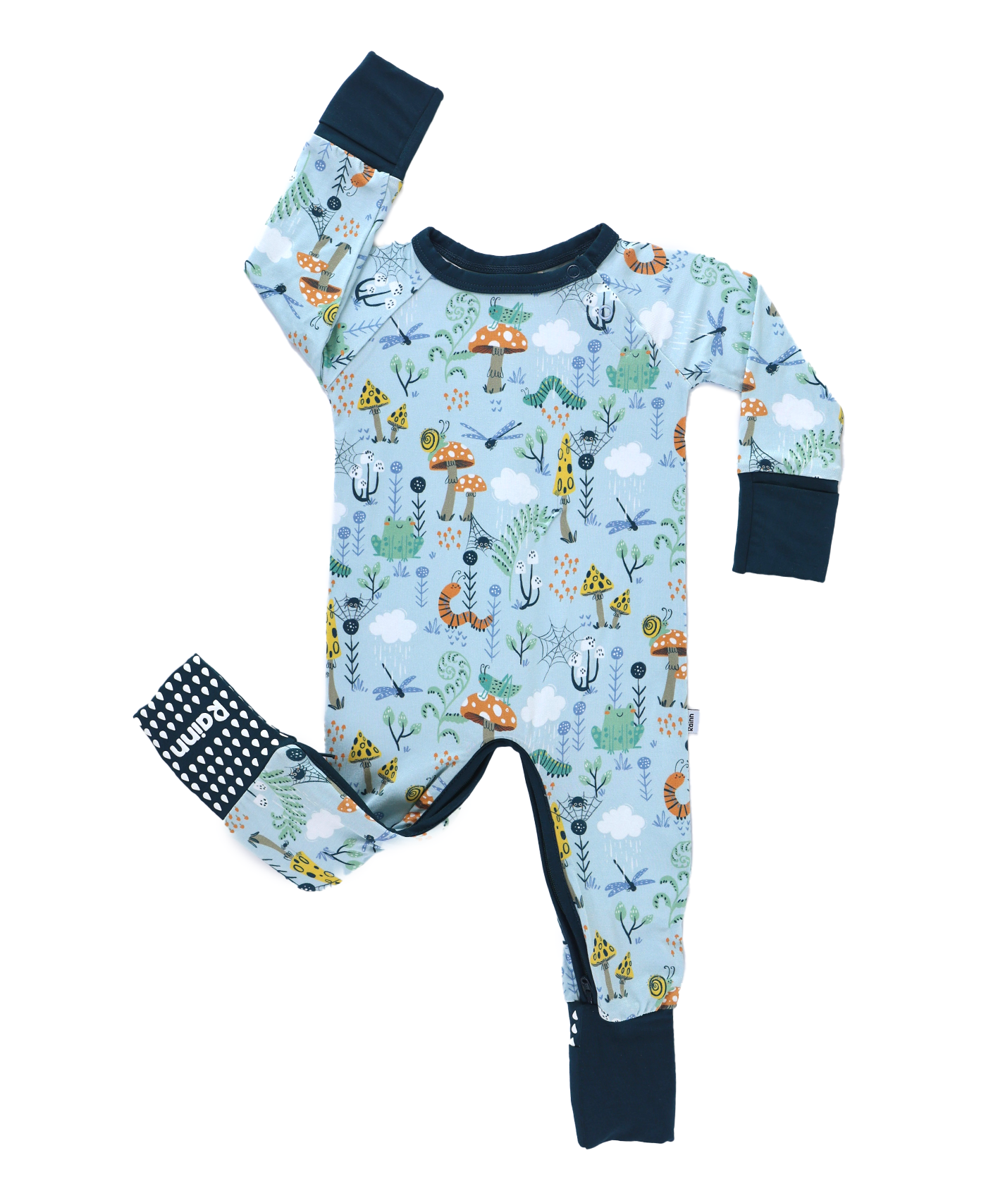 Bamboo Zipp Jammies - Critter Hollow by Rainn, featuring breathable, hypoallergenic fabric with playful critter design for sensitive sleepers.