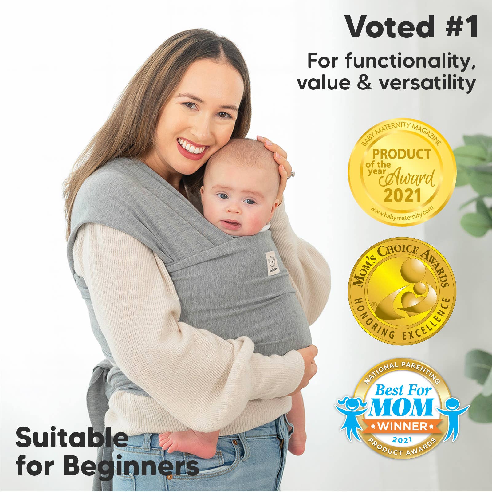 KeaBabies - KeaBabies Original Baby Wrap Carrier - Classic Gray-Giggles N Gear
