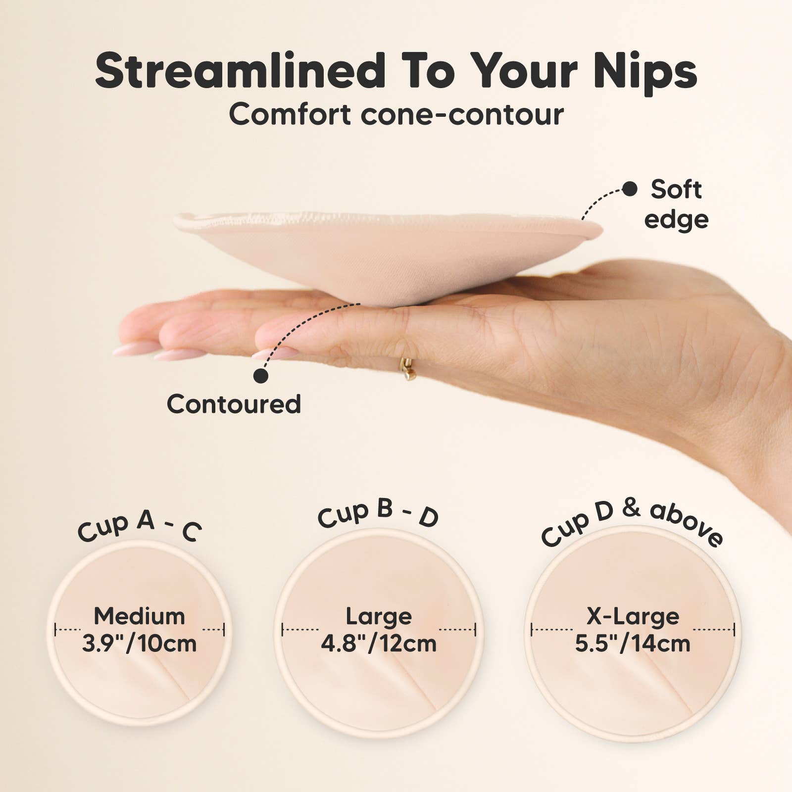 KeaBabies - 14pk Comfy Nursing Pads, Reusable Breastfeeding Pads - Bare Beige / X-Large 5.5"-Giggles N Gear