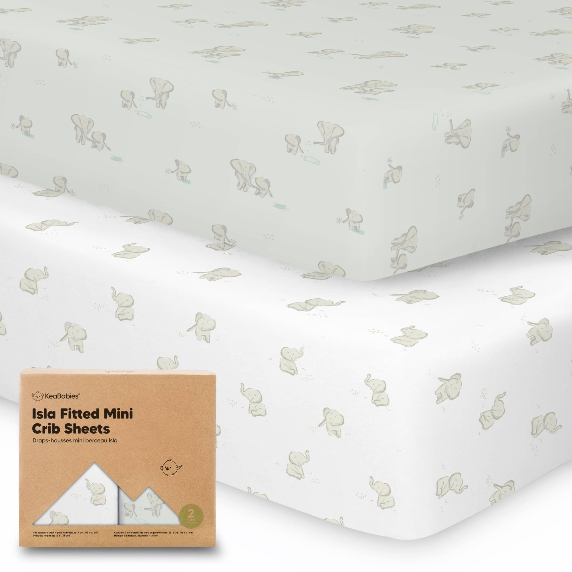 KeaBabies - KeaBabies Isla Fitted Mini Crib Sheets, Pack and Play Sheet - Elly-Giggles N Gear