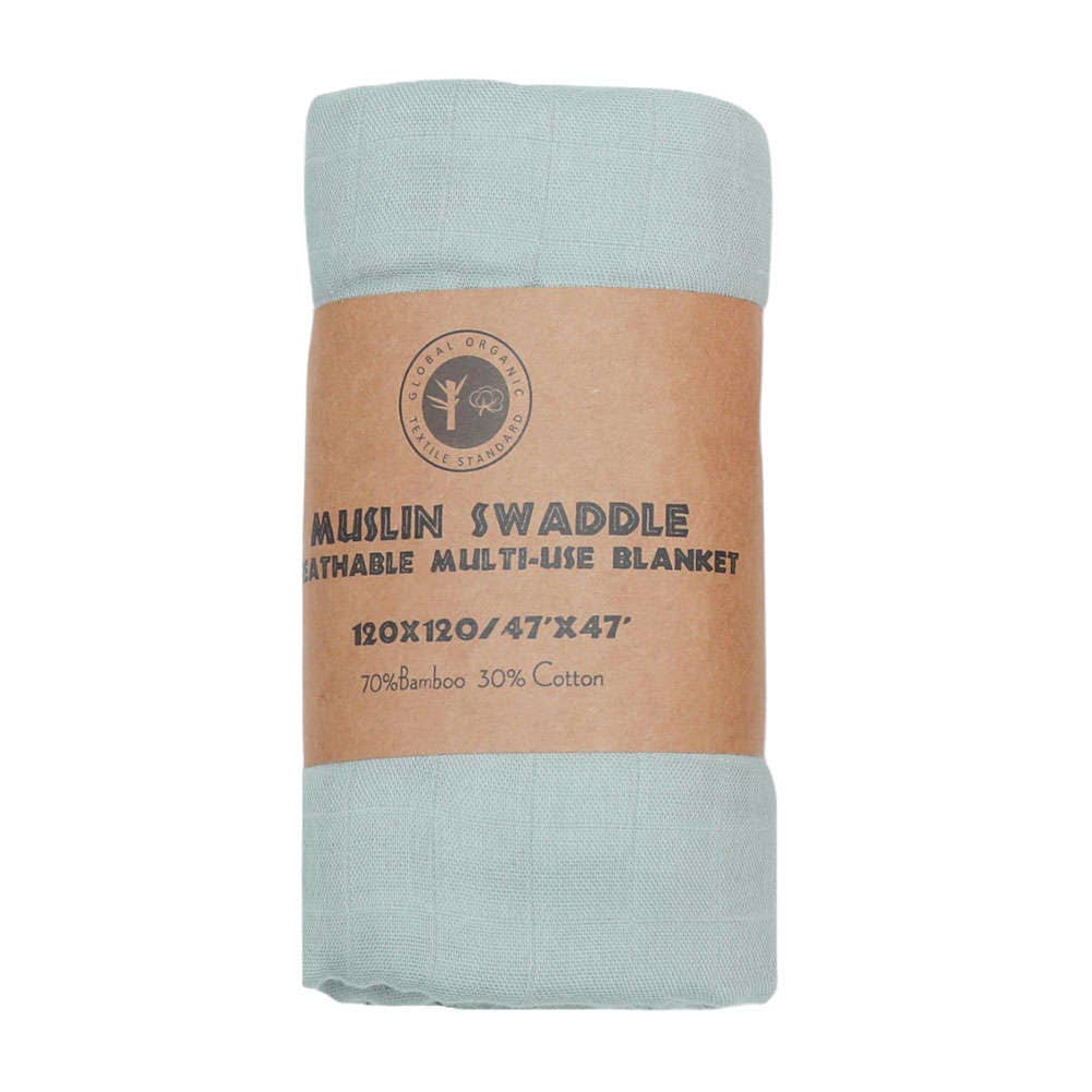 Bamboo Muslin Baby Swaddle by Giften Market in Sage - Naturally Soft & Sustainable Newborn Blanket