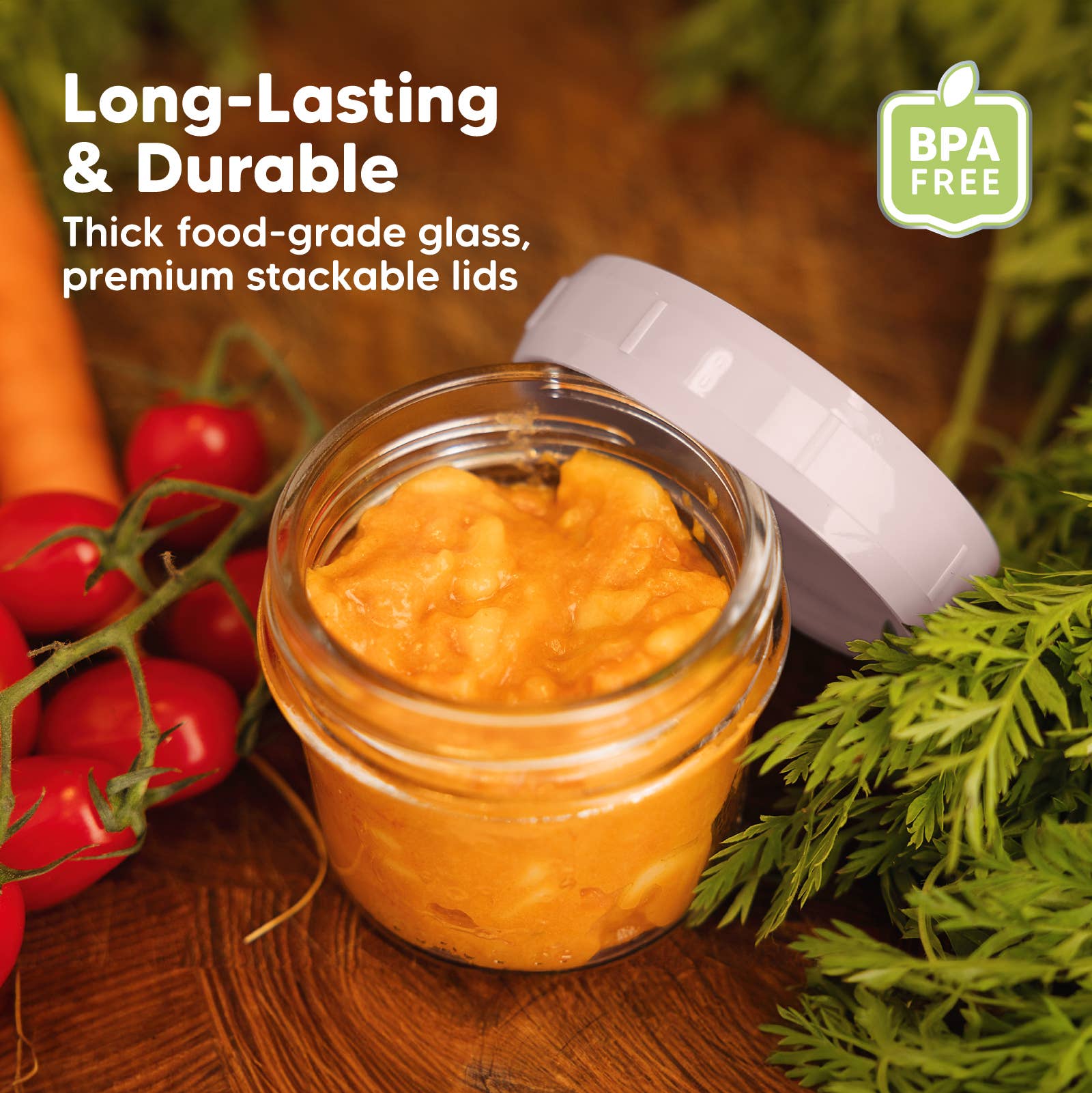 KeaBabies - 12pk Prep Baby Food Storage Containers, Leak-Proof Food Jars-Giggles N Gear