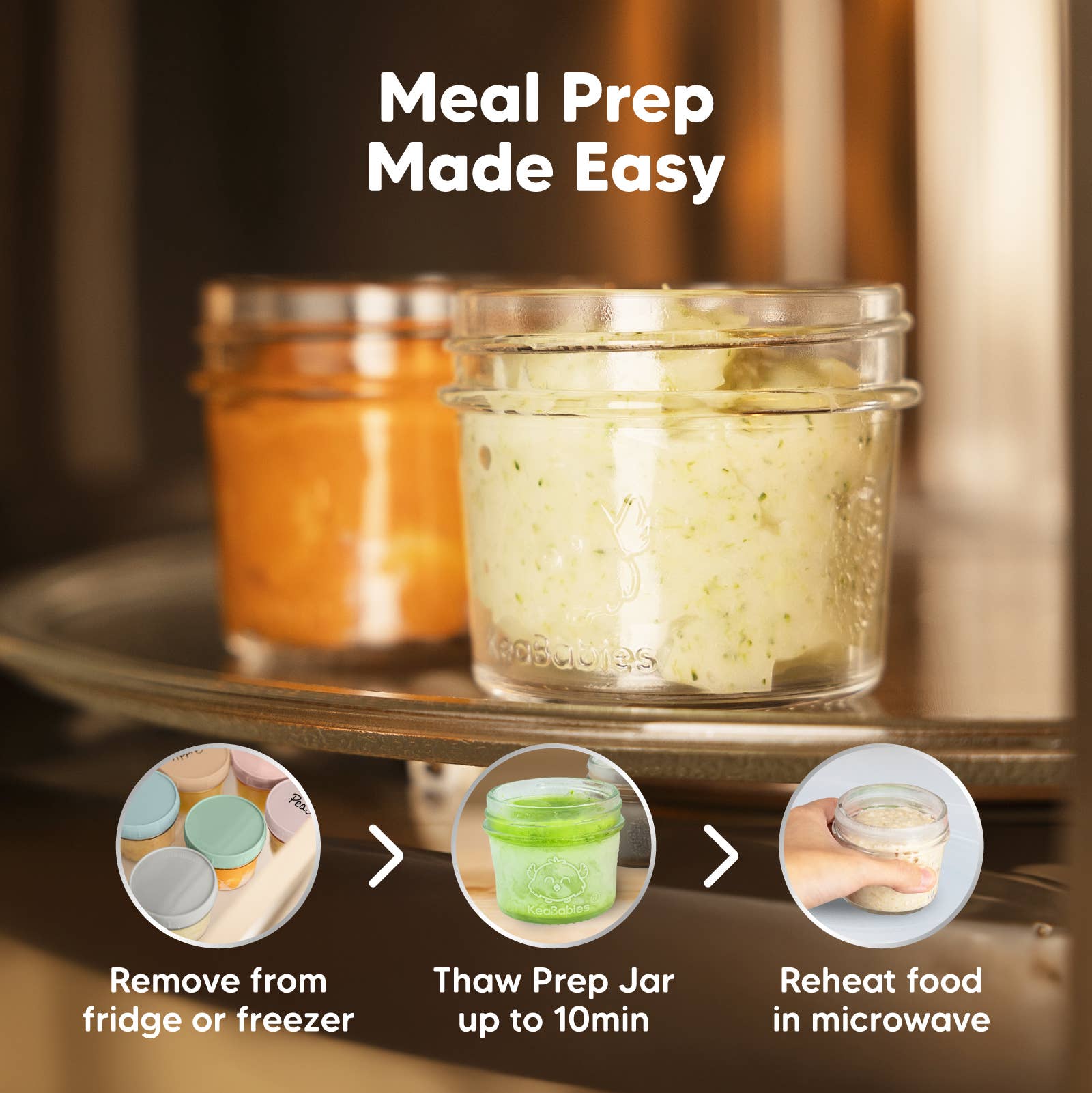 KeaBabies - 12pk Prep Baby Food Storage Containers, Leak-Proof Food Jars-Giggles N Gear