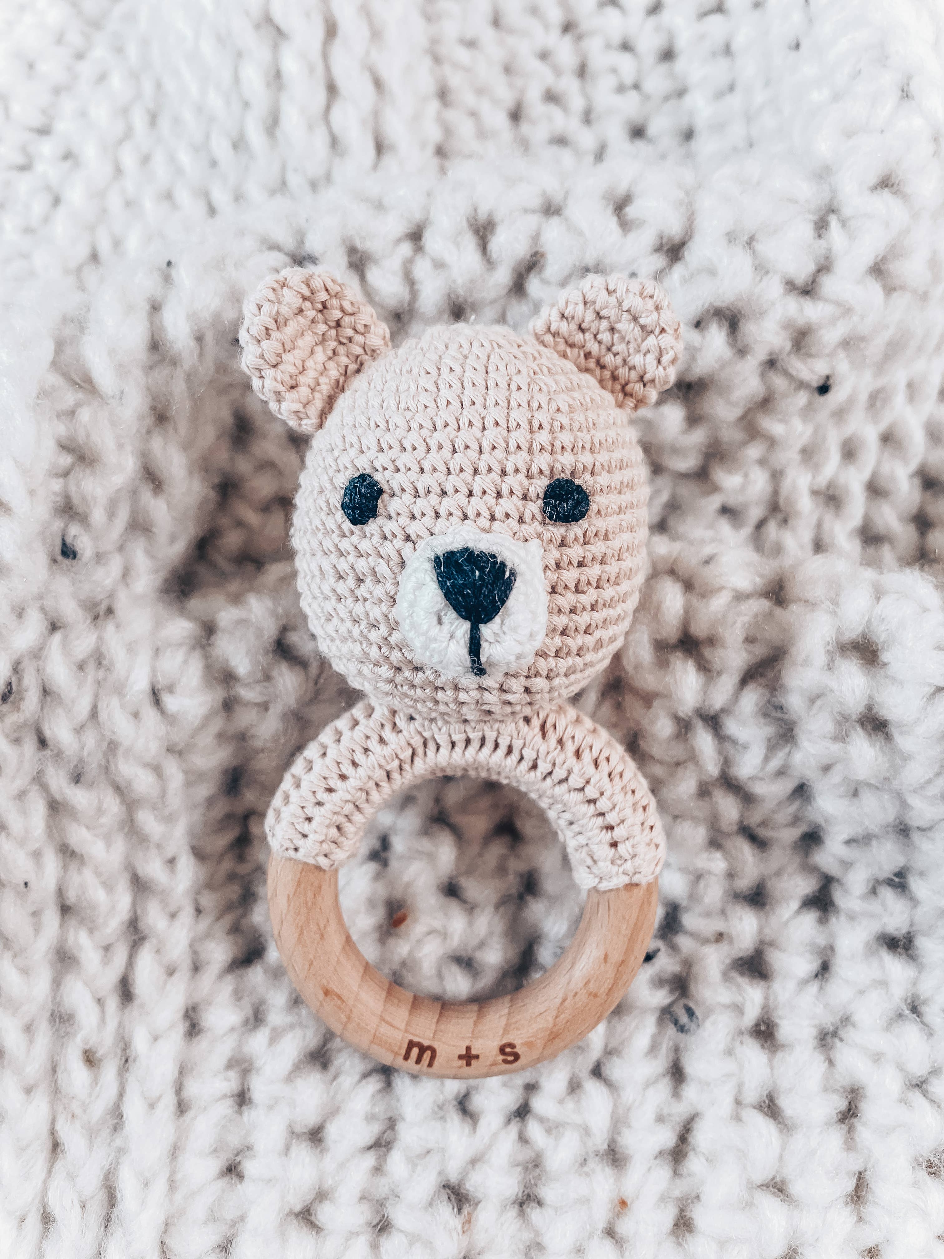 Marlowe and Sage LLC - Bear Hand Crochet Rattle - Nude-Giggles N Gear